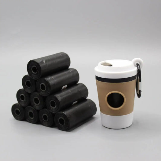 Portable Coffee Cup-Shaped Dog Poop Bag Dispenser with Built-In Waste Storage