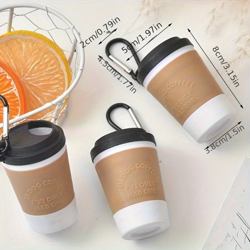 Portable Coffee Cup-Shaped Dog Poop Bag Dispenser with Built-In Waste Storage